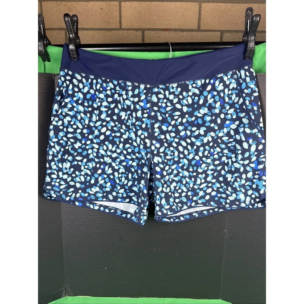 Lands' End Womens Blue Polka Dot Board Shorts Swim Bottoms Size M UPF 50+ NWT